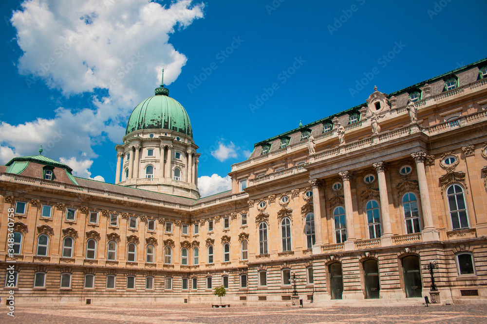 A detailed photo of the Buda castle in Buda district in Budapest