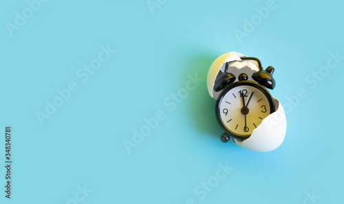 Time in the egg shell, watch concept