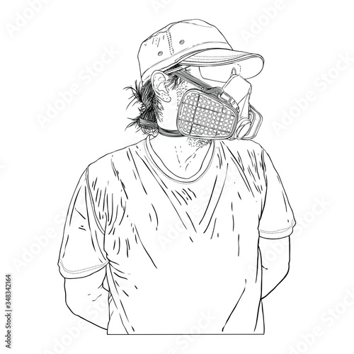 Novel coronavirus COVID-19 new normal social concept, Urban commuter in protective and medical face mask. Prevention and quarantine from infections, flu contaminated air pollution. Vector.