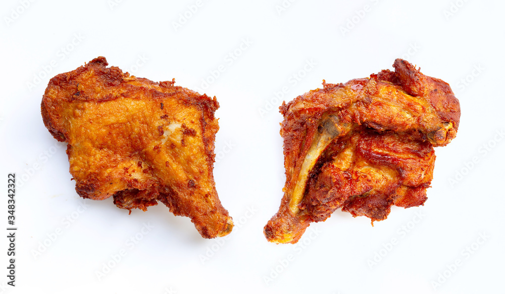 Fried chicken on white background. Fried chicken on white background.