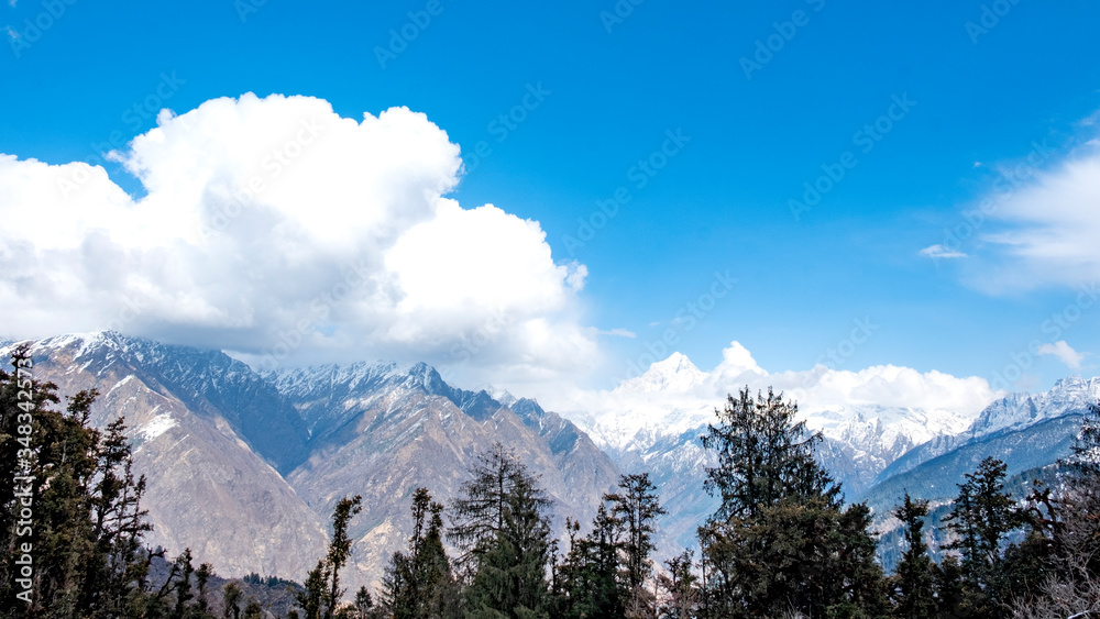 snow covered mountains