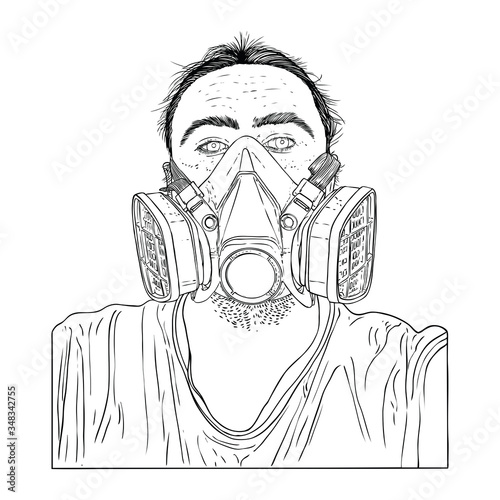 Novel coronavirus COVID-19 new normal social concept, Urban commuter in protective and medical face mask. Prevention and quarantine from infections, flu contaminated air pollution. Vector.