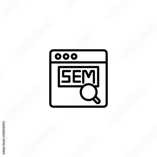 Sem vector icon in linear, outline icon isolated on white background