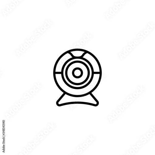 Webcam disconnected vector icon in linear, outline icon isolated on white background