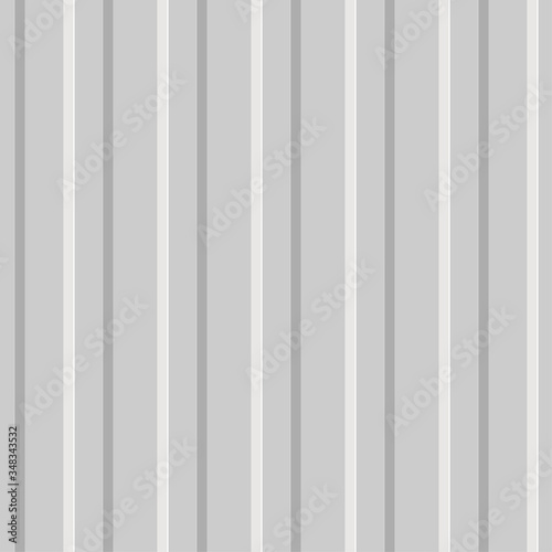Vector seamless background of corrugated metal profiled panel.  Aluminum fence. Wall panels texture. Galvanized steel wall plate. Vertical lines pattern. 