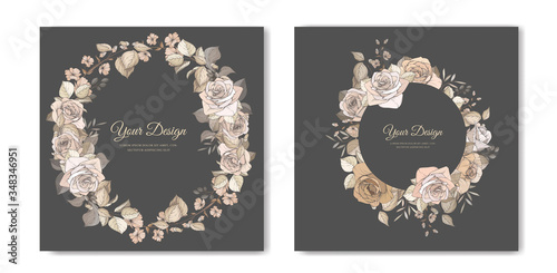 elegant brown floral invitation card template