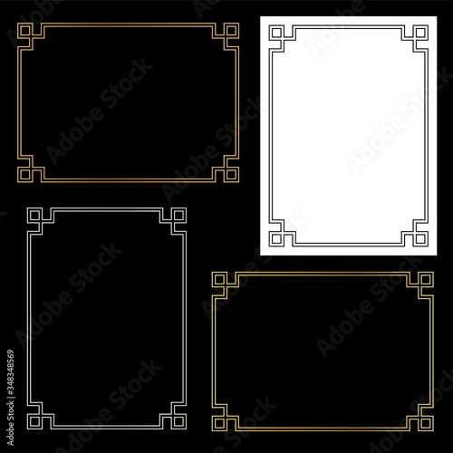 rectangular fretwork vector frames