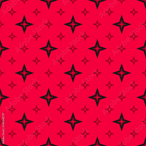 Vector stars seamless pattern. Abstract minimal geometric texture. Simple red and black ornament with small star shapes, diamonds. Elegant repeat design for wallpapers, wrapping, fabric, textile, web