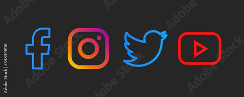Facebook Instagram Twitter Youtube Collection Of Popular Social Media Logo Black Background Editorial Vector Kyiv Ukraine May 13 Stock Vector Adobe Stock