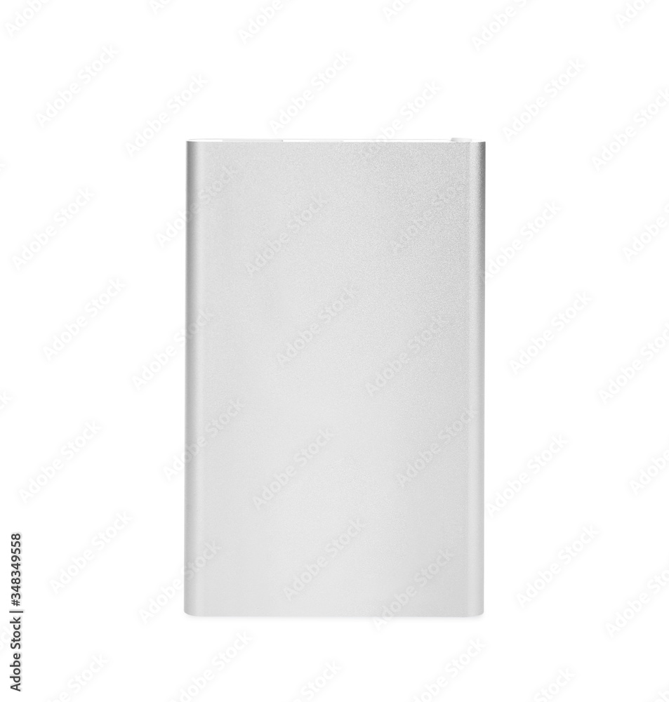 Modern external portable charger isolated on white Modern external portable charger isolated on white