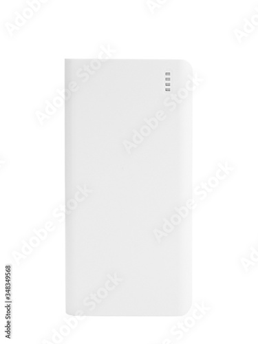 Modern external portable charger isolated on white