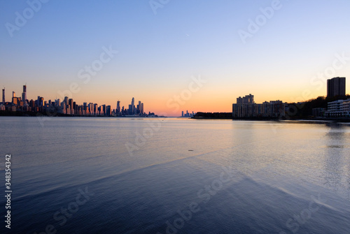 New York City Skyline with view from New Jersey. NYC hudson river skyline.