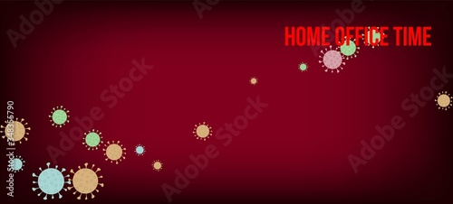 Home Office Time Vector Banner. Flat Cartoon Coronavirus Medical 
