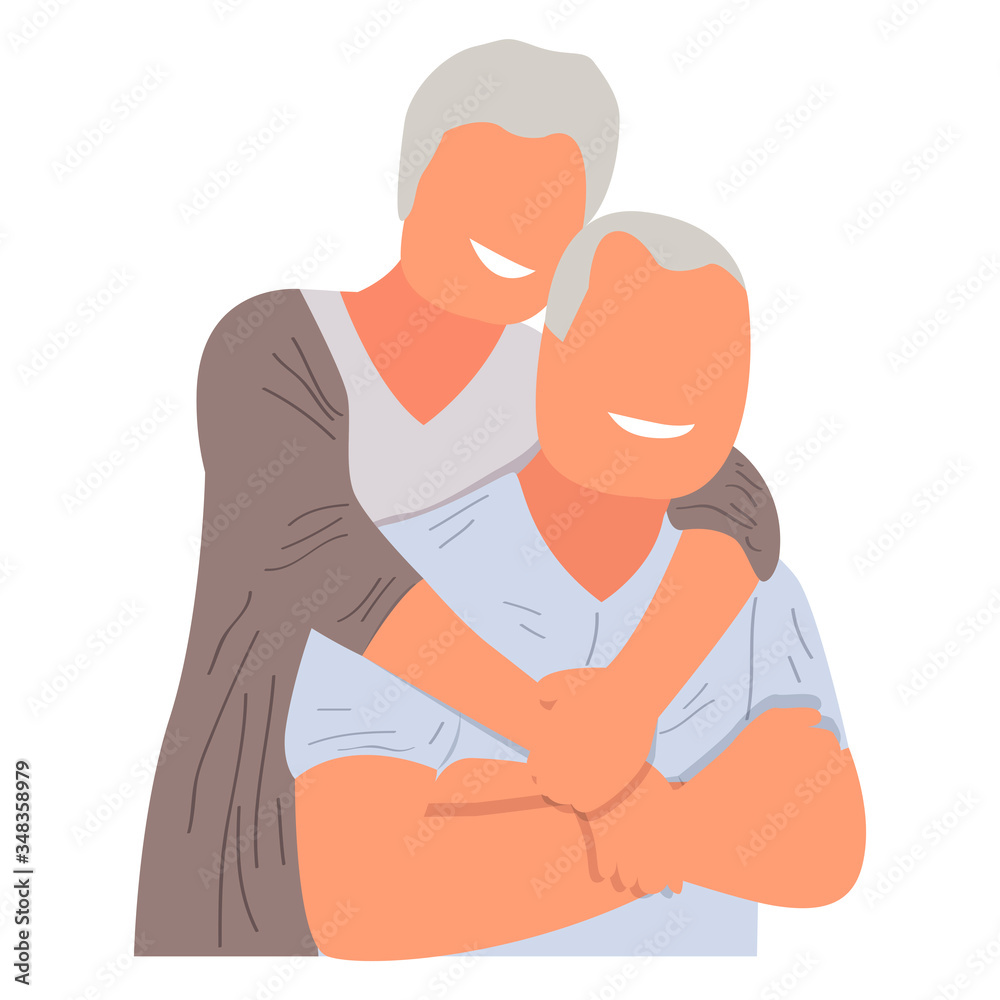 Isolated old couple hugging Isolated old couple hugging