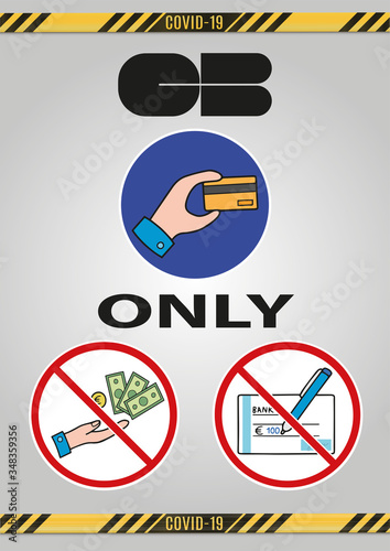 poster for payment only by credit card "CB" no cash or check on a gray gradient background