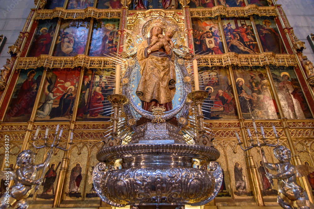 Altar of Almudena Cathedral in Madrid, Spain