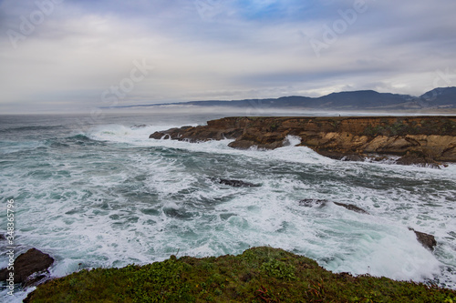 Waves on California coastline