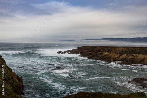 Waves on California coastline