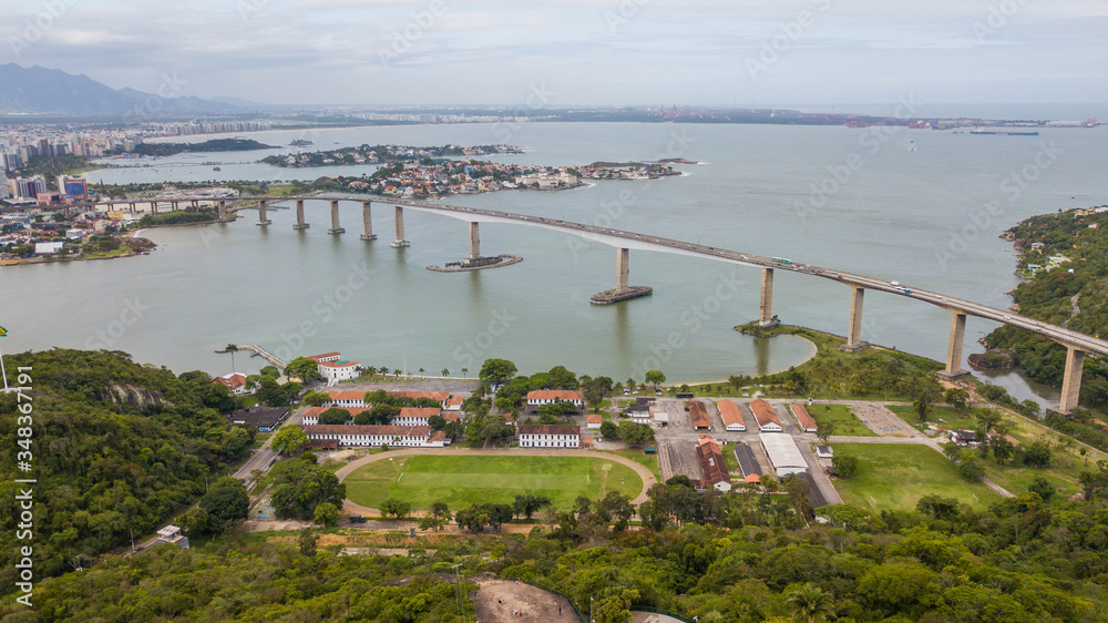 Aerial view of the Terceira Ponte. Bridge connecting the cities of Vitória to Vila Velha, in the states of Espírito Santo, Brazil Aerial view of the Terceira Ponte. Bridge connecting the cities of Vitória to Vila Velha, in the states of Espírito Santo, Brazil