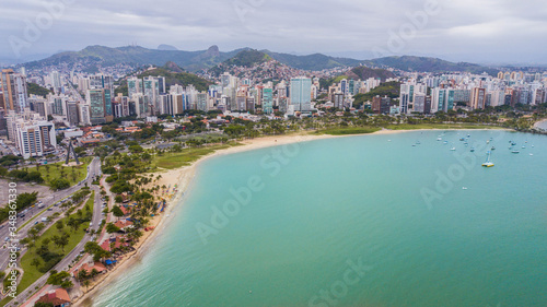 Vitória - ES. Aerial view of Curva da Jurema beach and Vitória city, in Espírito Santo state, Brazil photo