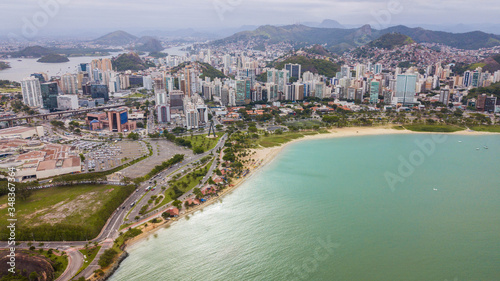 Vitória - ES. Aerial view of Curva da Jurema beach and Vitória city, in Espírito Santo state, Brazil © Jair