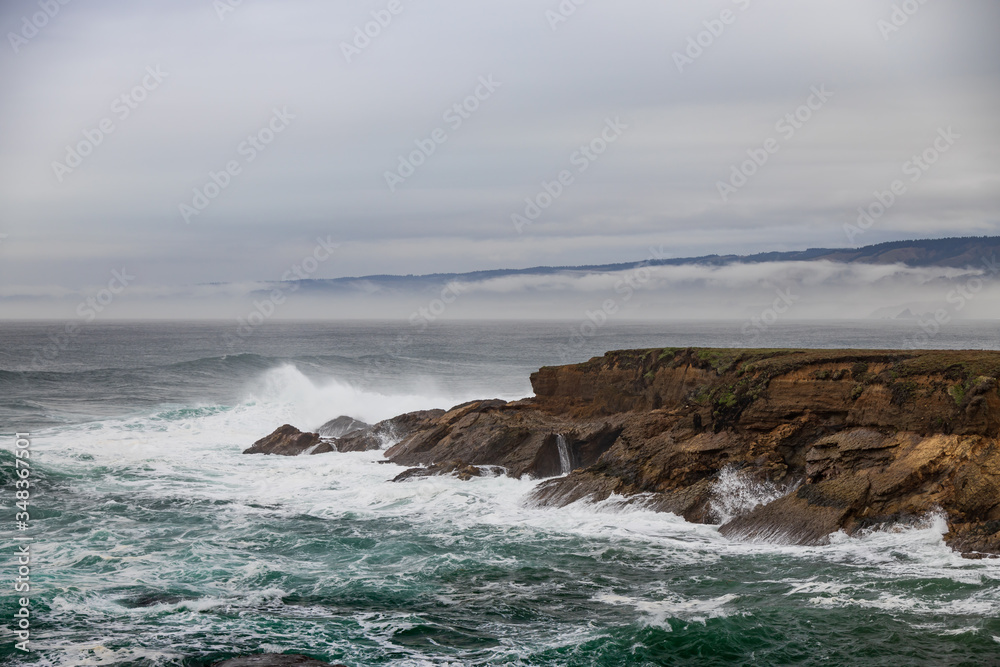 Waves on California coastline