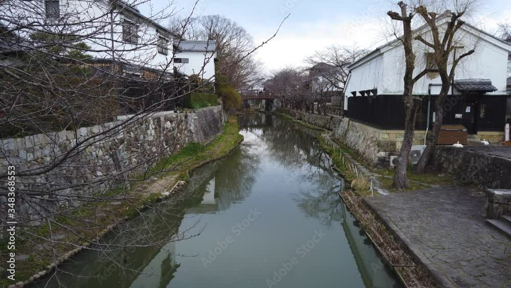 Omihachiman merchant town moat, Shiga Japan Omihachiman merchant town moat, Shiga Japan