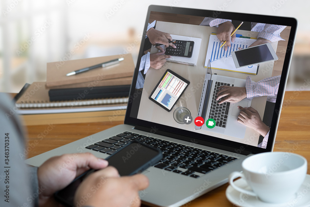 man talking business plan in video conference online meeting in video call working from home virtual answer call man talking business plan in video conference online meeting in video call working from home virtual answer call