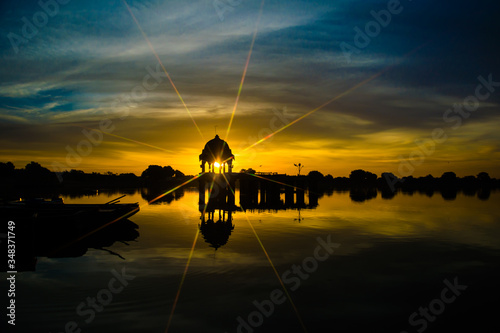 Gadsisar Sagar Lake in Jaisalmer Rajasthan, Sunrise at Gadsisar Sagar Lake
 photo