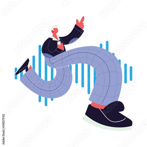 man listening music and dancing