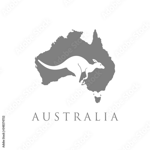 australia map logo with kangaroo design vector illustration 