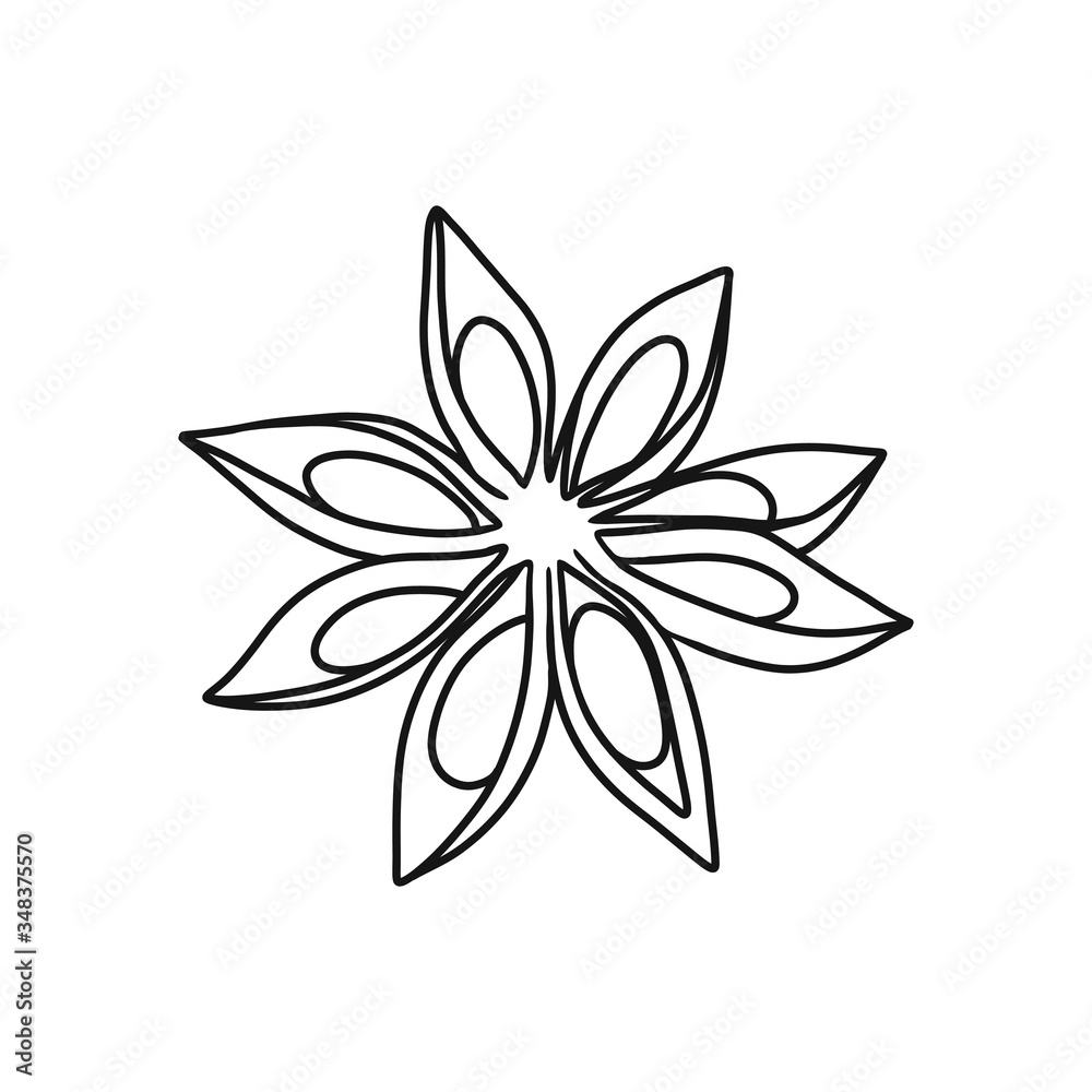 Fototapeta premium star anise doodle icon, vector illustration