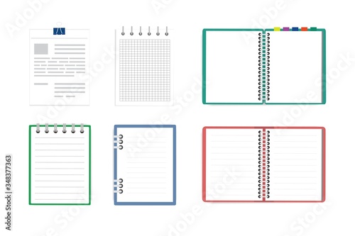 vector illustration of realistic notebooks isolated on white background.