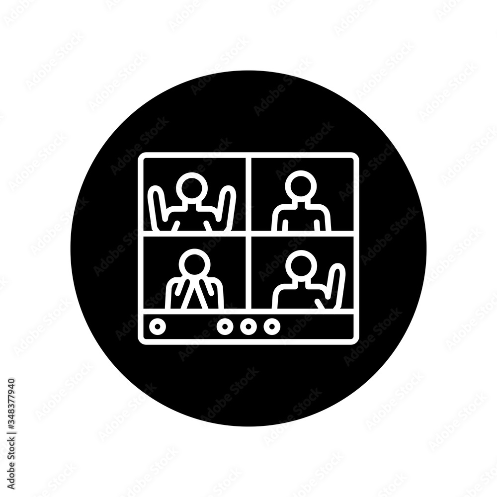 group video calling line icon, vector illustration group video calling line icon, vector illustration