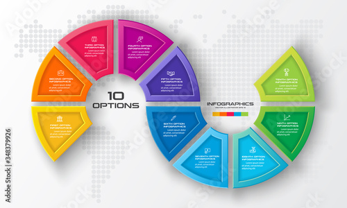 Timeline infographic template,Business concept with 10 options,Vector illustration.