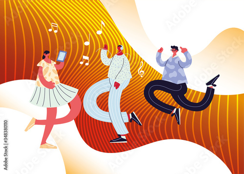 people in the disco dancing and listening music