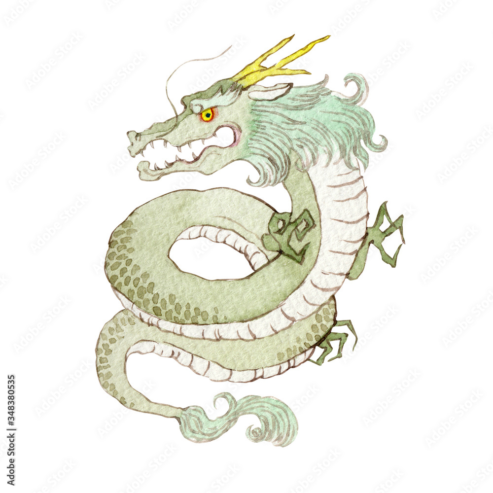 四神 四獣 青龍 水彩 イラスト Stock Illustration Adobe Stock