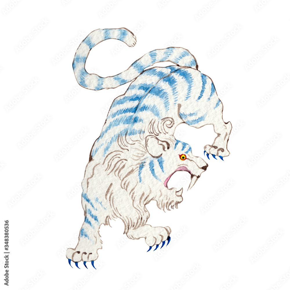 四神 四獣 白虎 水彩 イラスト Stock Illustration Adobe Stock