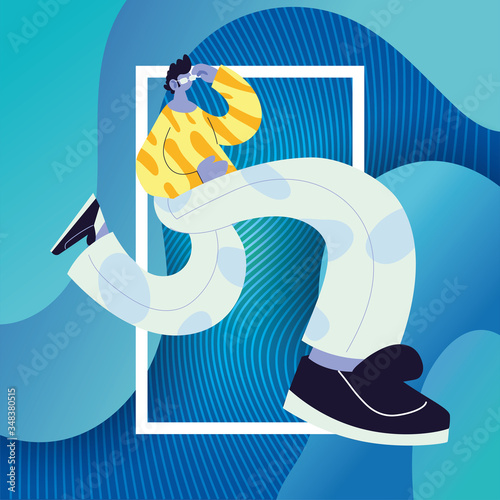 man walking and dancing with style