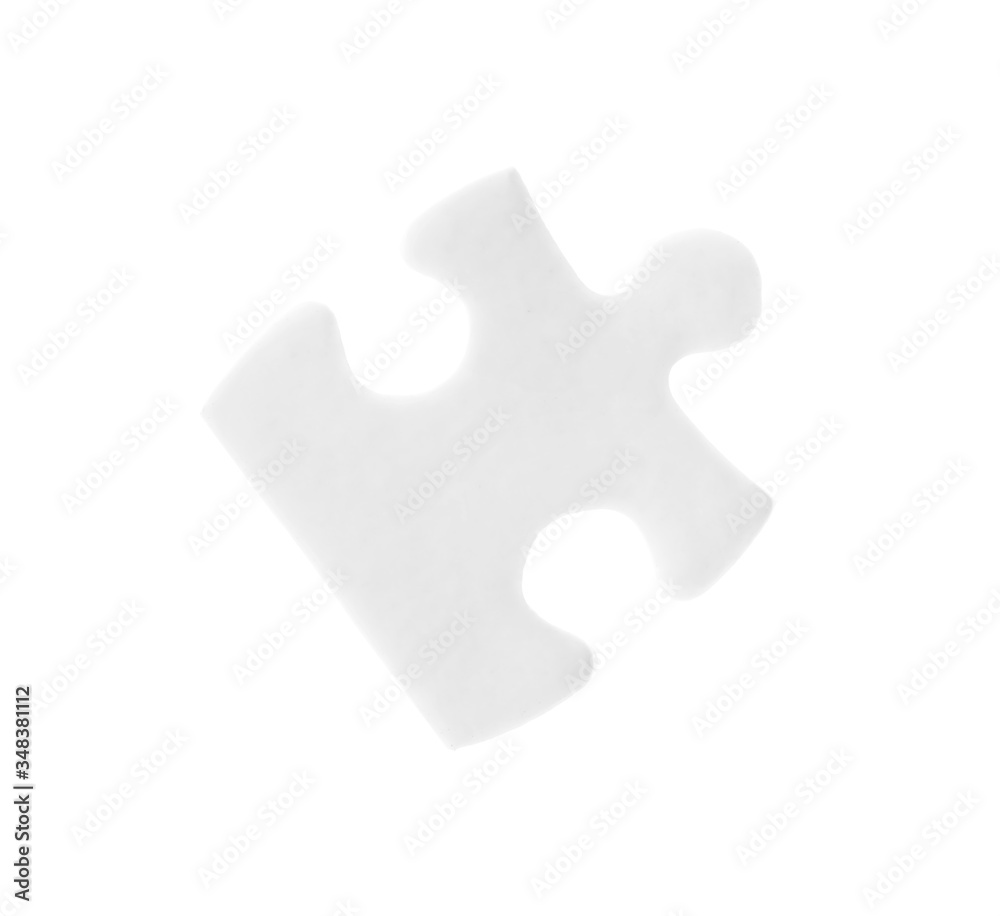 One blank puzzle piece isolated on white One blank puzzle piece isolated on white