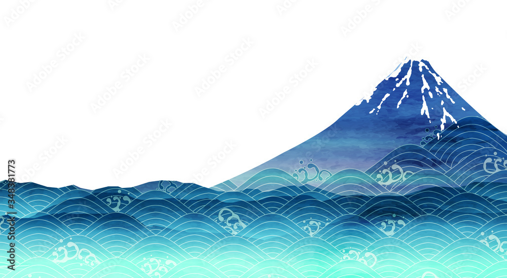 富士山海波背景stock Vector Adobe Stock