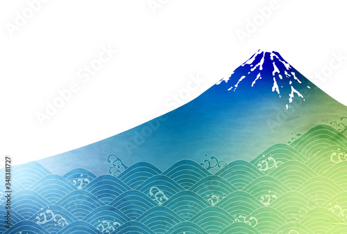 富士山　海　波　背景