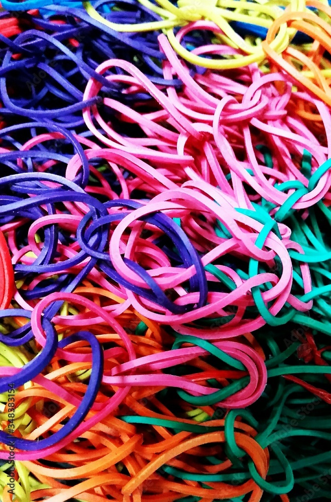 Full Frame Shot Of Colorful Rubber Bands