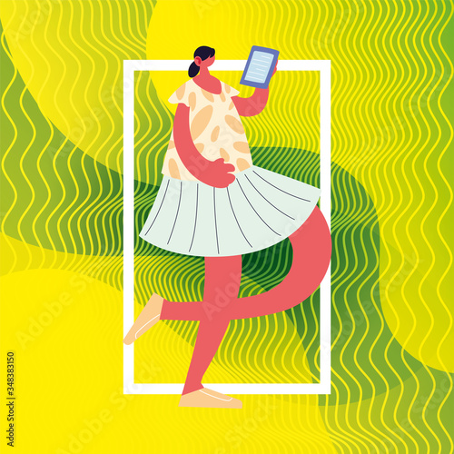 woman walking and dancing with style