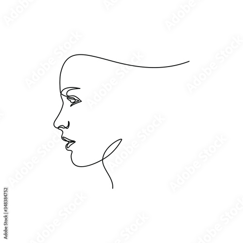 Continuous line drawing of Portrait of a Beautiful Woman's set faces. The Concept of Skin Beauty Care for young female models. Fashion beauty model with a white background