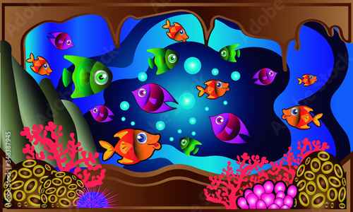 Seabed with various fishs