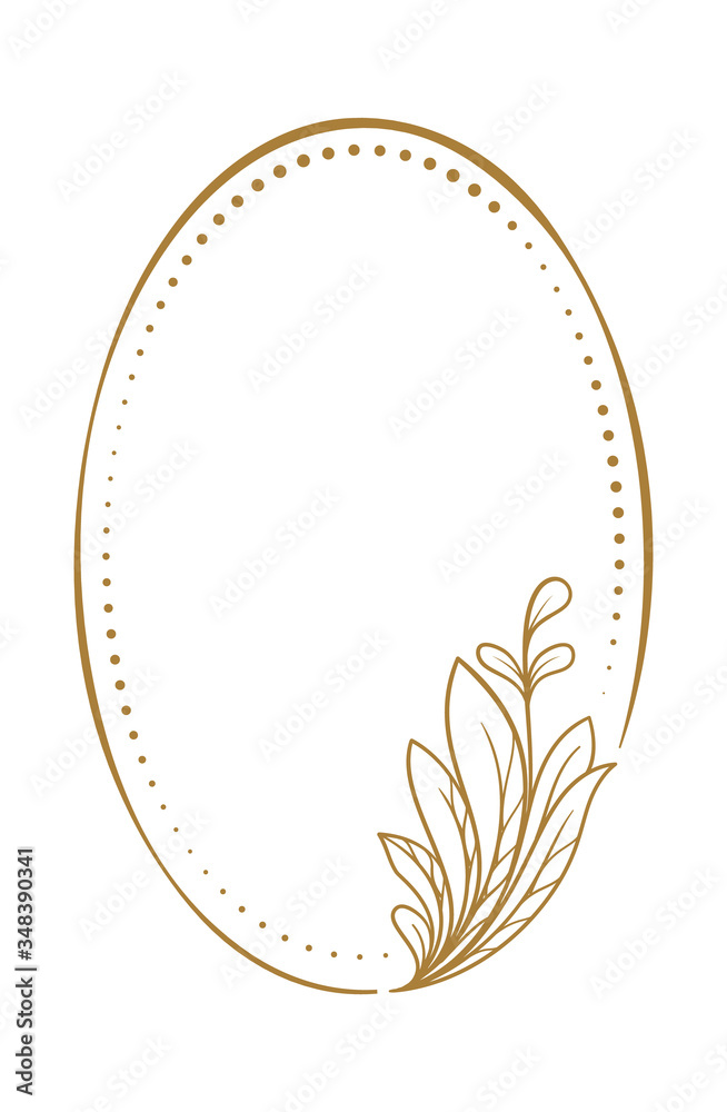 Vector vertical oval dotted frame with floral decoration Vector vertical oval dotted frame with floral decoration