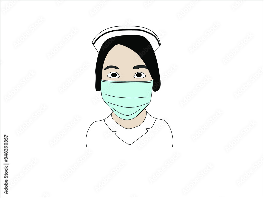 Woman in medical face protection mask. Vector icon of depressed and tired people wearing protective surgical mask. illustration for concepts of disease, sickness, alergies, pollution, corona . Woman in medical face protection mask. Vector icon of depressed and tired people wearing protective surgical mask. illustration for concepts of disease, sickness, alergies, pollution, corona .