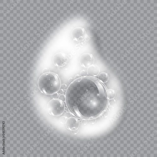 Bath foam soap with bubbles isolated vector illustration on transparent background. Shampoo and soap foam lather vector illustration.
