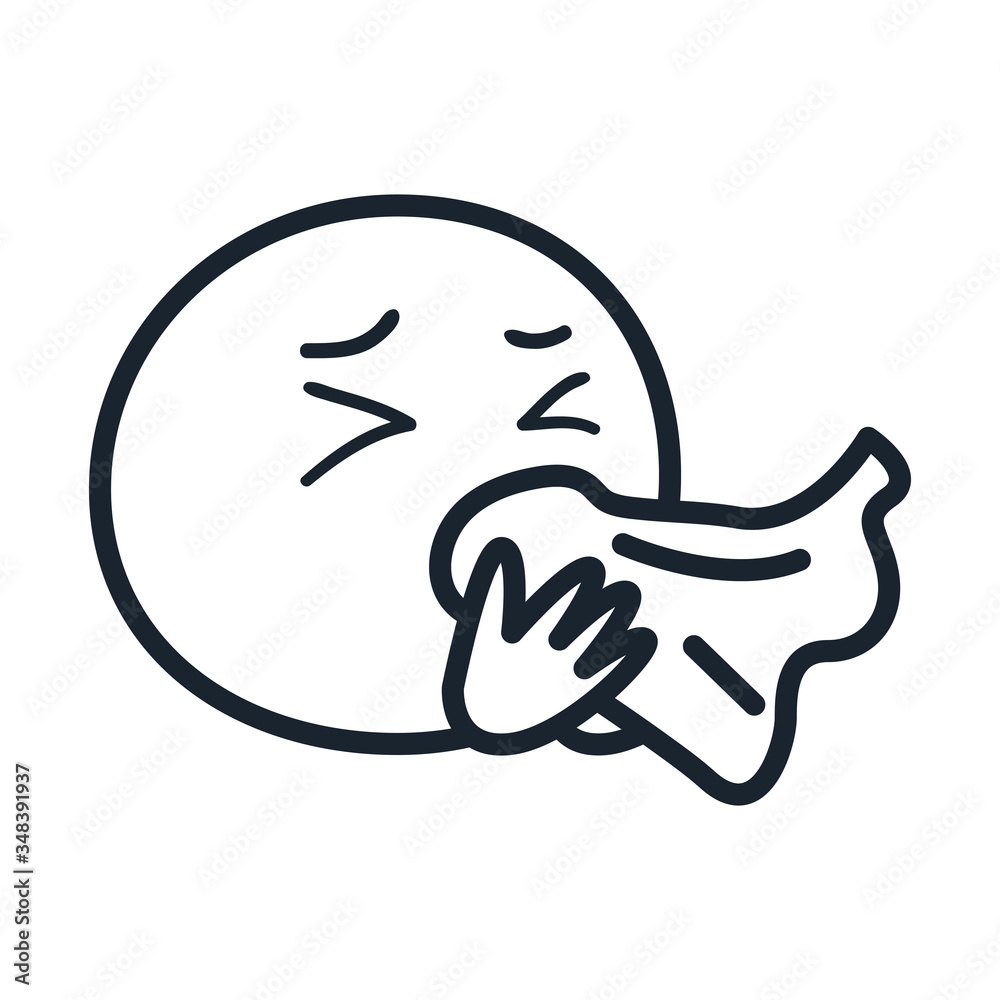 Emoji sneezing line style icon vector design